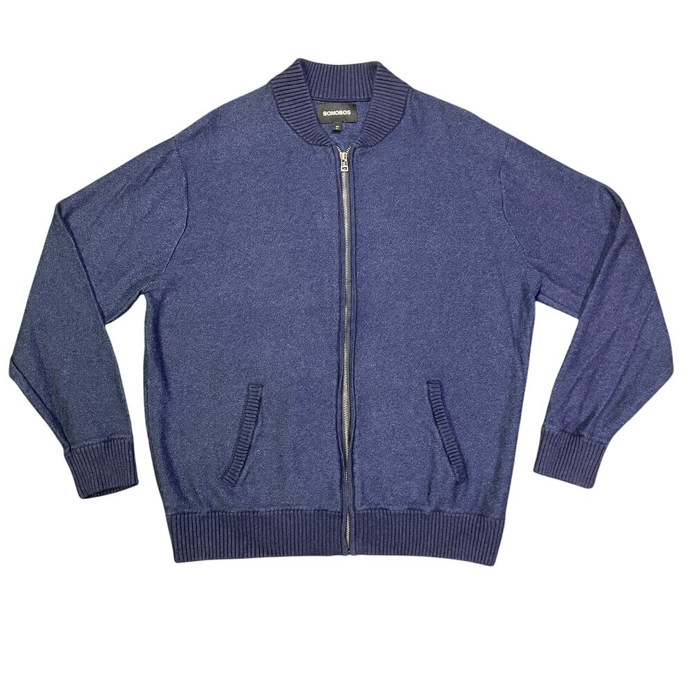 Bonobos Cardigan Mens XL Blue Slim Fit Cashmere Blend Full Zip Sweater Grandpa